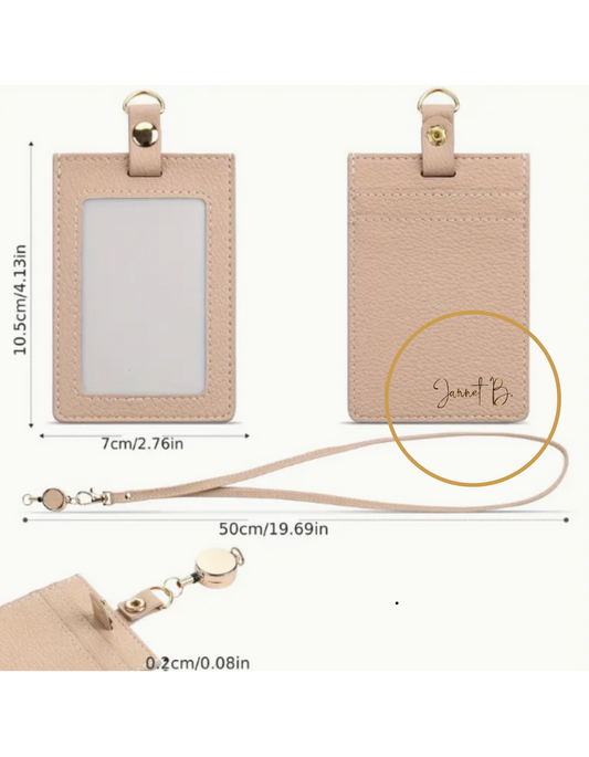 Personalized PU Leather ID Card Holder w/ clear window display