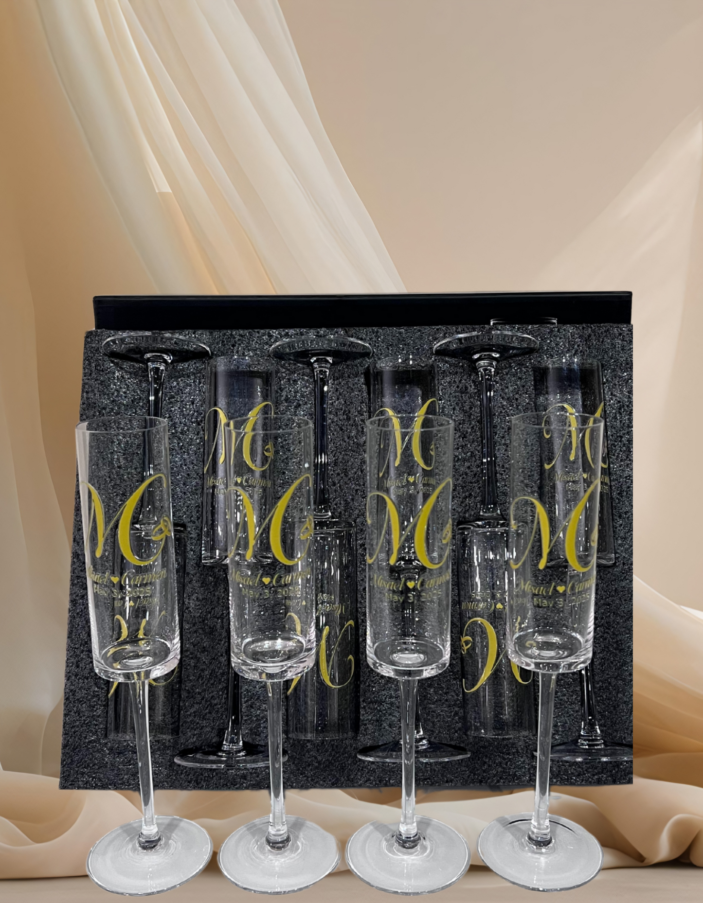 Custom Handmade Wedding Flute Glasses – Bride & Groom 🥂✨