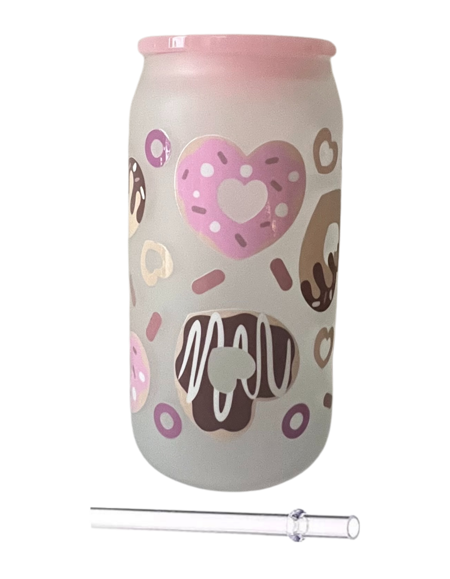 Vaso de vidrio esmerilado con forma de donut - 16 oz