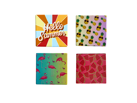 Hello Summer Square Coasters 4PK