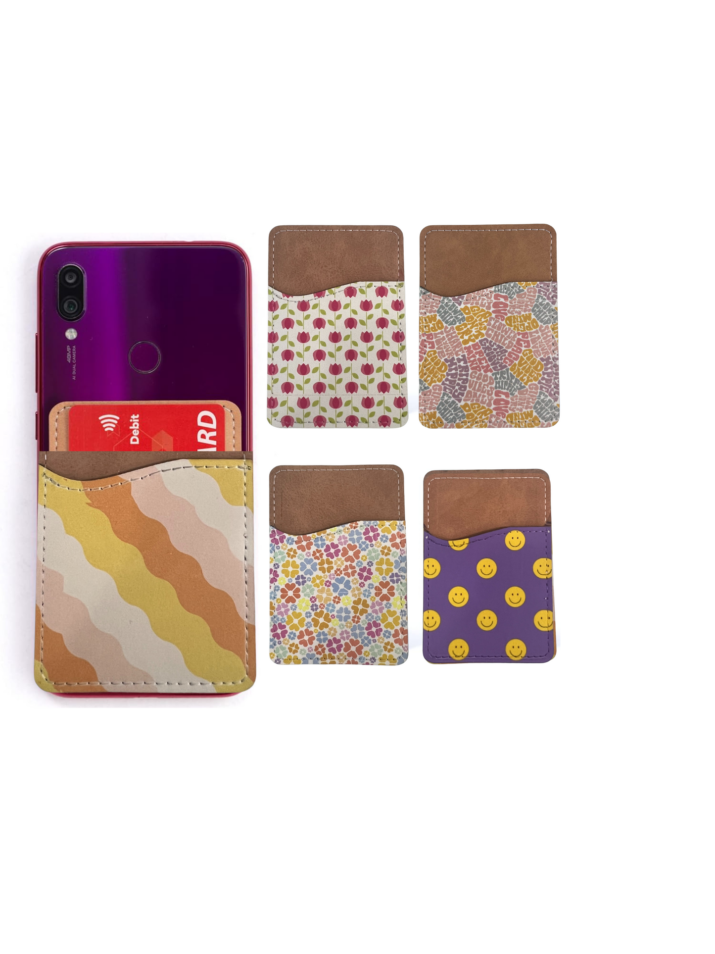 Cartera para teléfono con diseño de olas de postre - Tarjetero de piel sintética