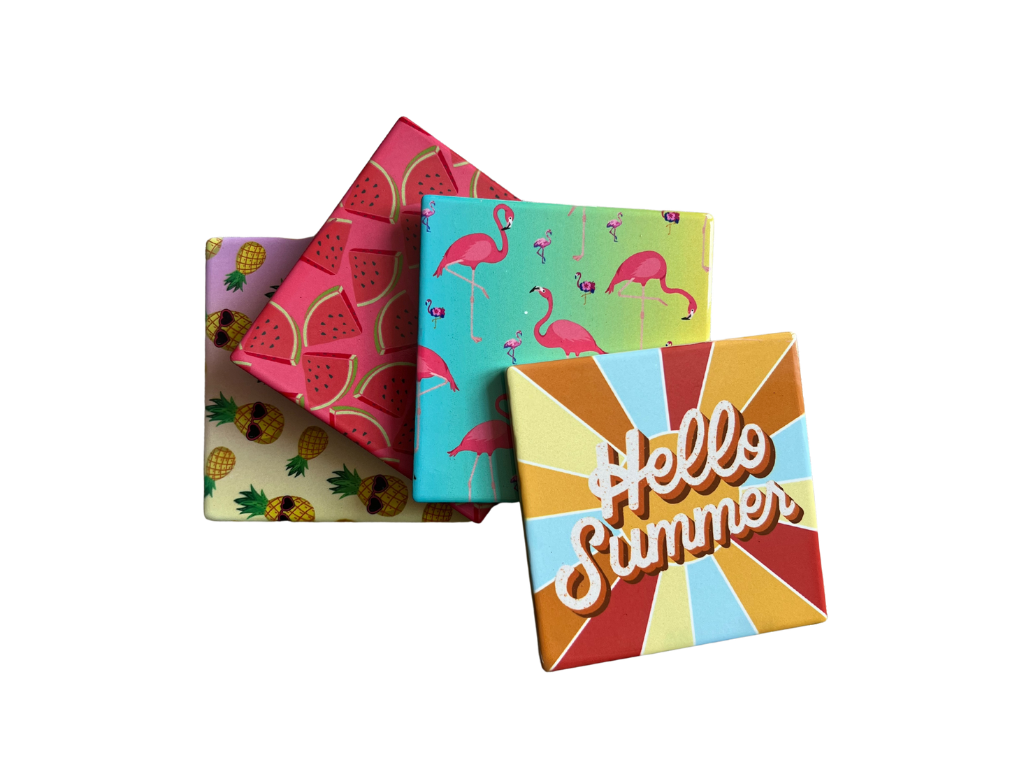 Hello Summer Square Coasters 4PK