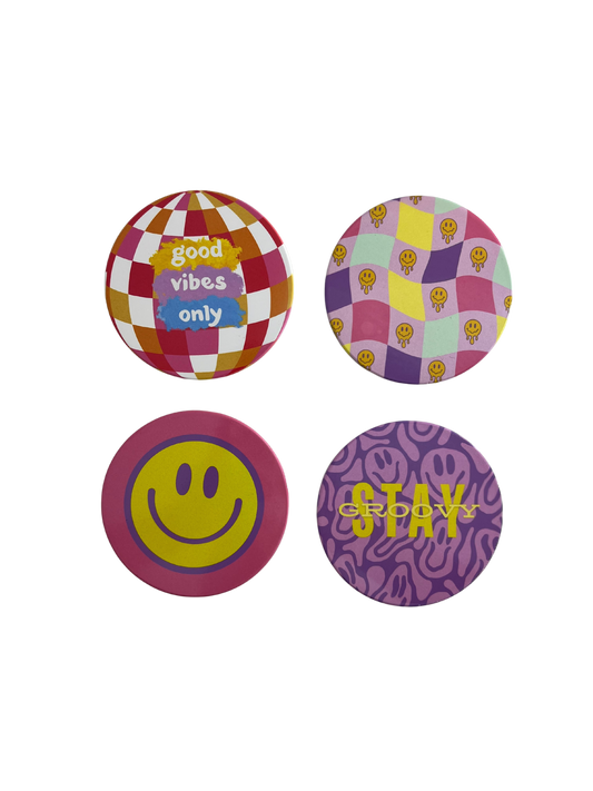 Stay groovy round coaster 4PK