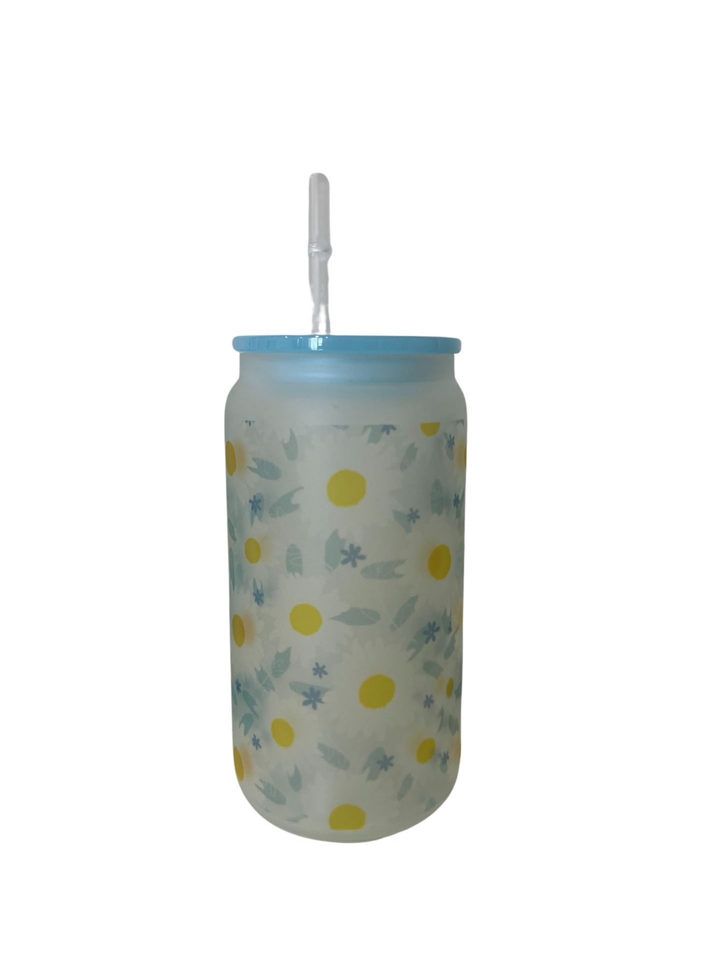 16oz Daisy Frosted Glass Cup