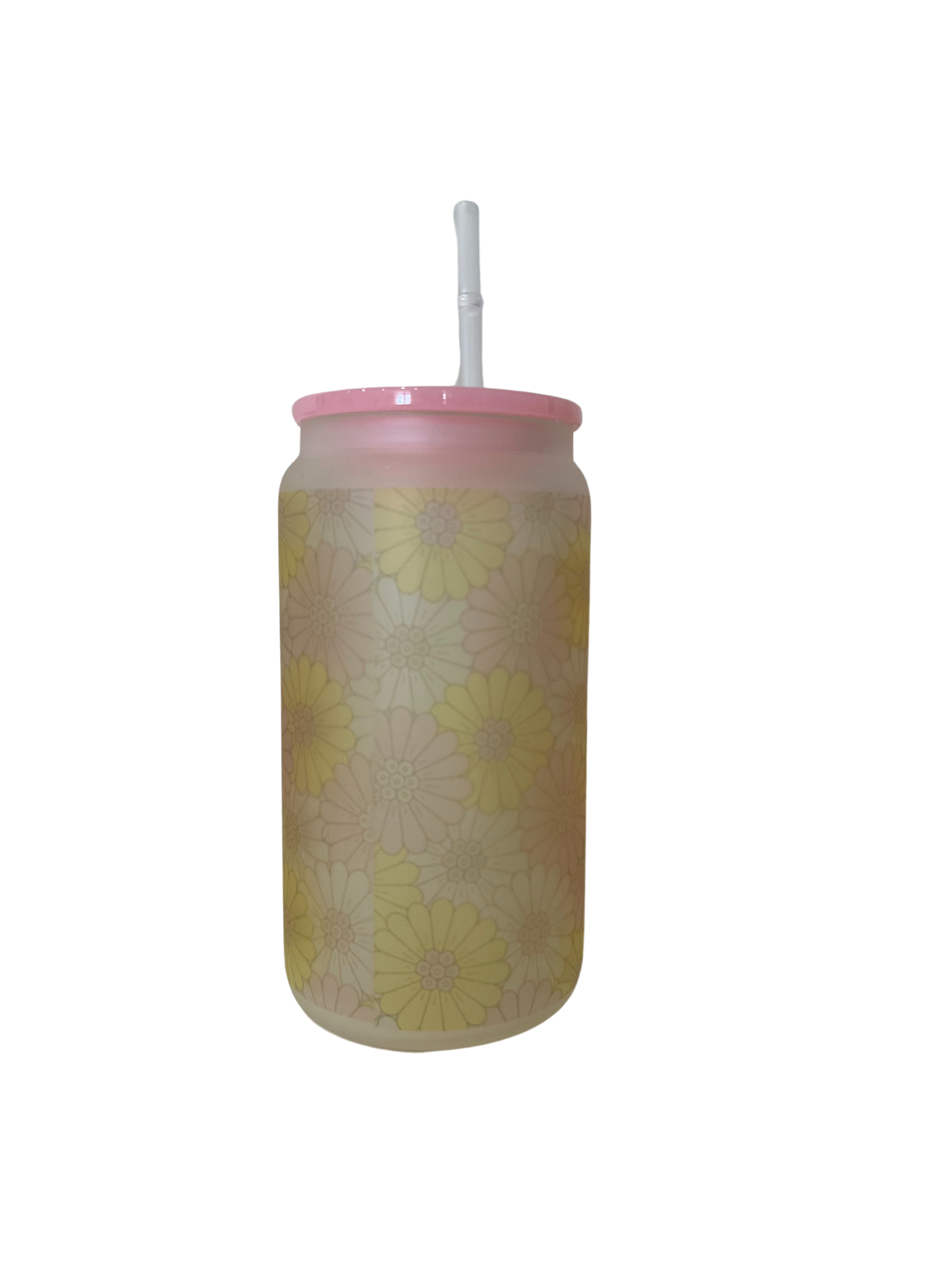 16oz Pinky Frosted Glass Cup