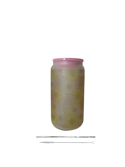 16oz Pinky Frosted Glass Cup