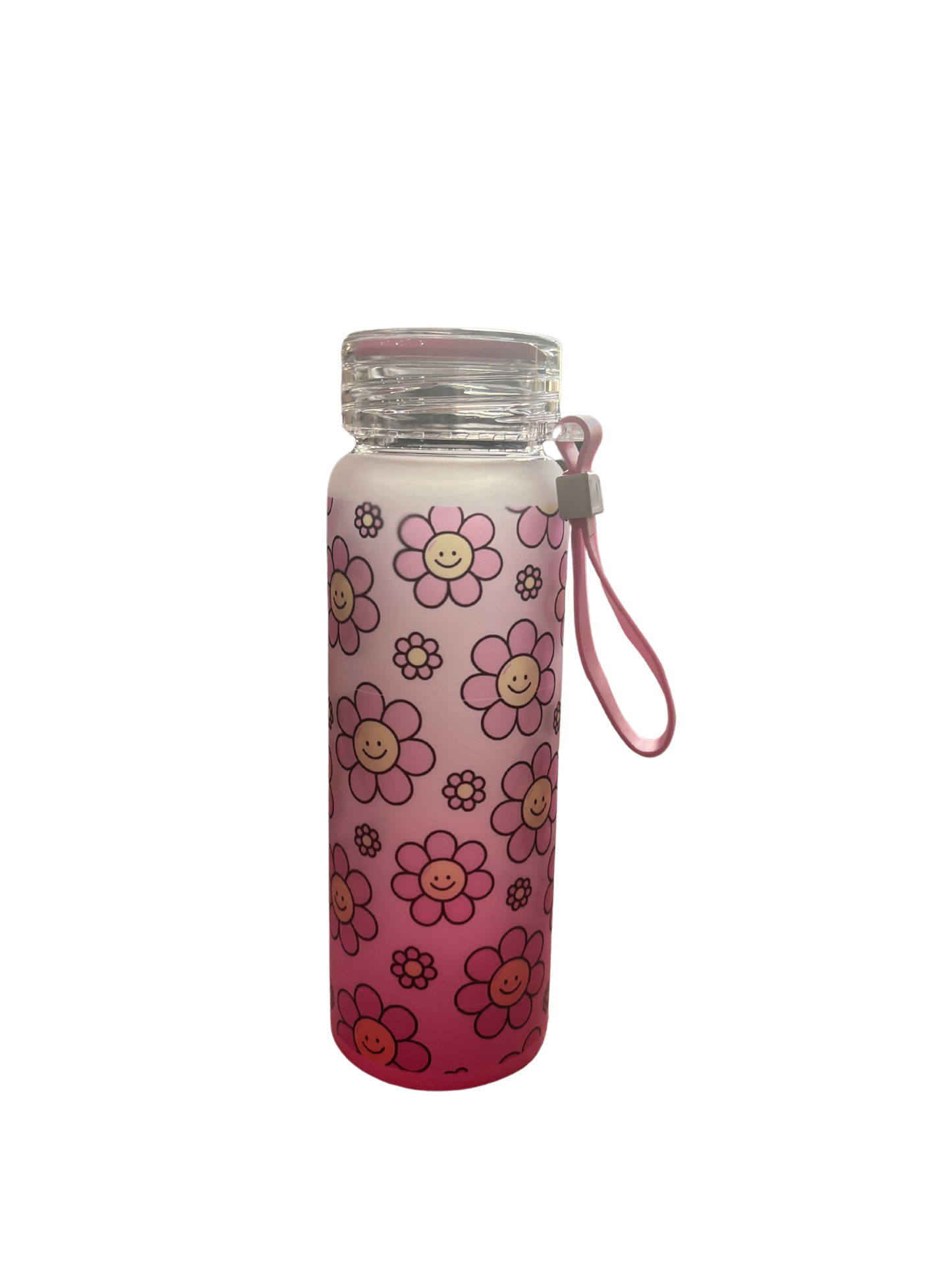 16oz Happy Face Flower Gradient Color Glass Tumbler