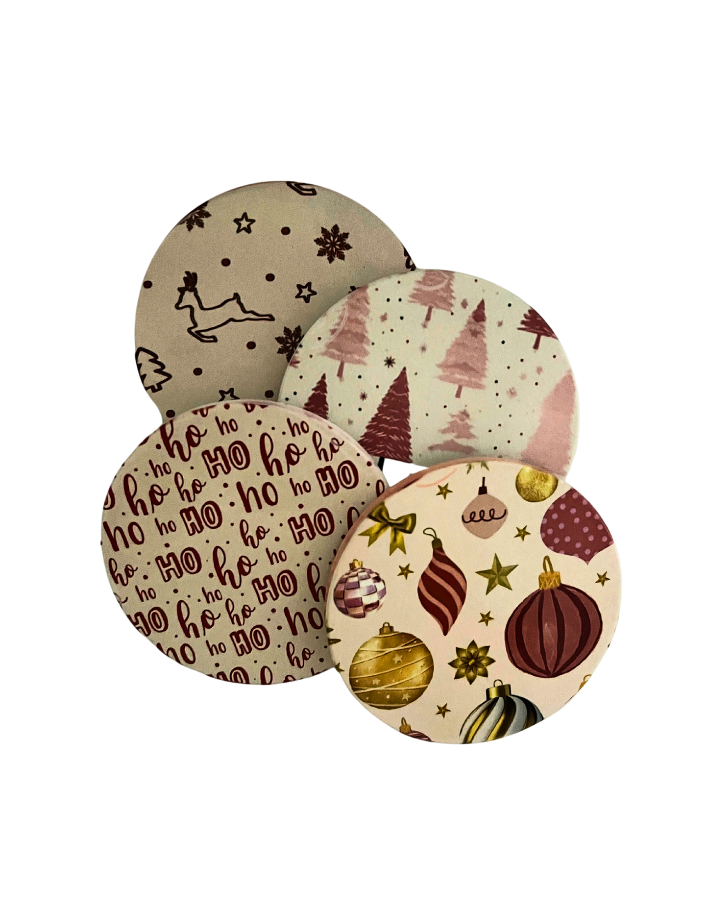 Christmas round coasters 4PK