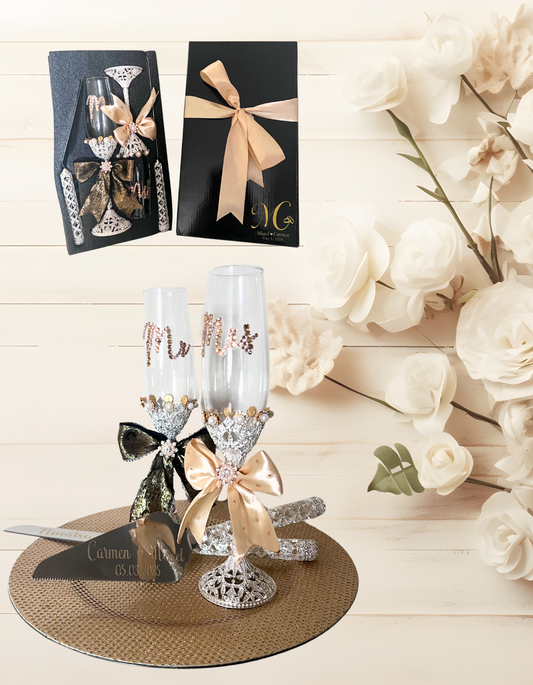 Custom Handmade Wedding Flute Glasses – Bride & Groom 🥂✨