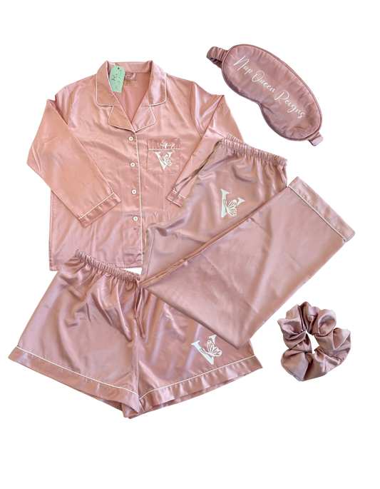 Personalized 5-Piece Satin Pajama Set