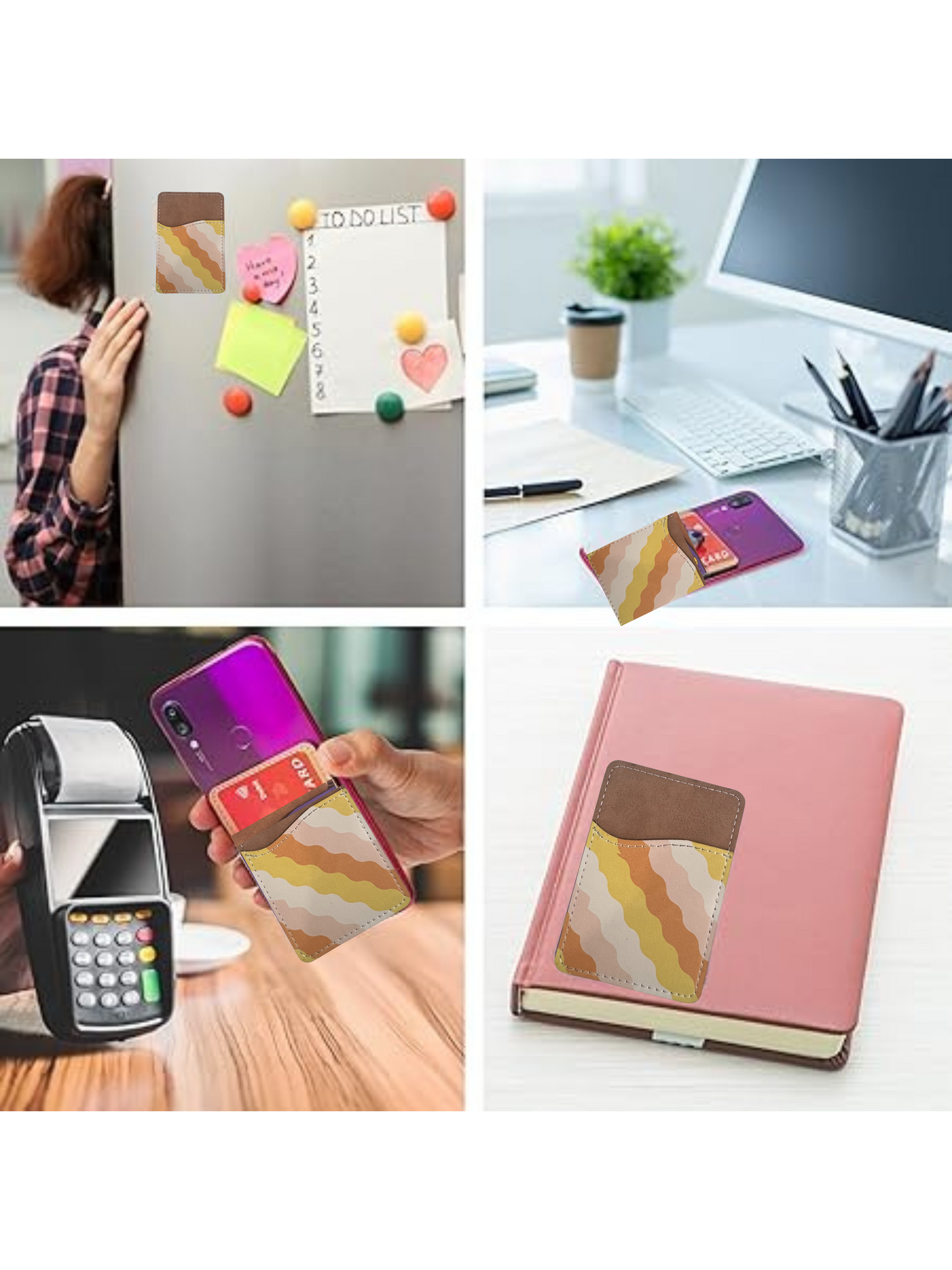 Cartera para teléfono con diseño de olas de postre - Tarjetero de piel sintética