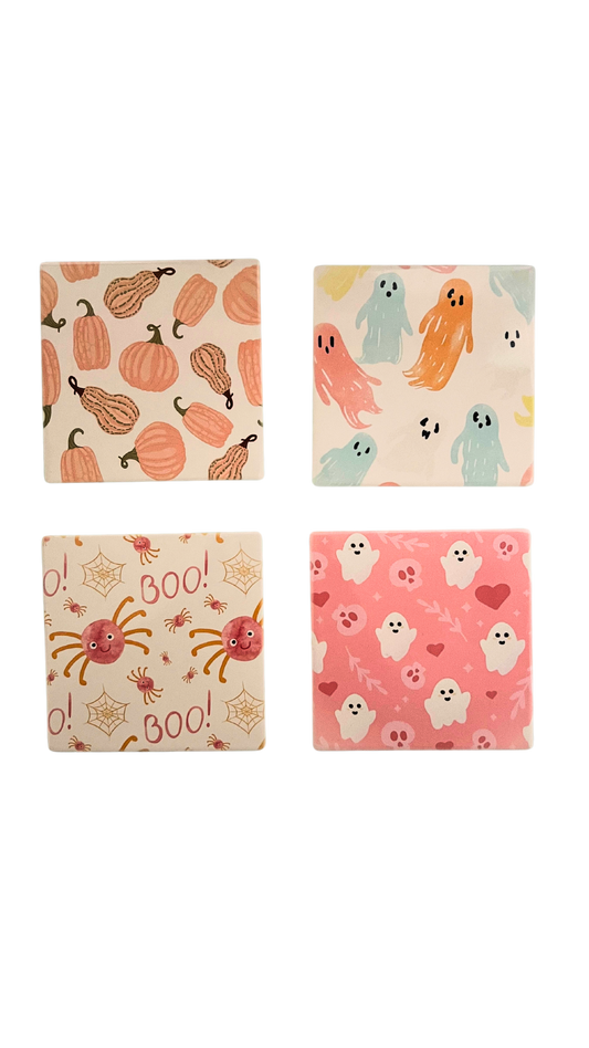 4PK Pinky Halloween Square Coasters