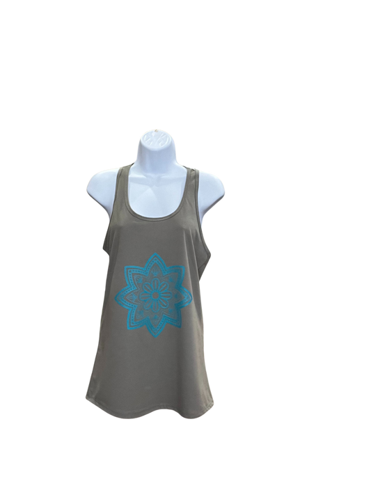 Ladies Mandala Racerback Tank Top - Medium