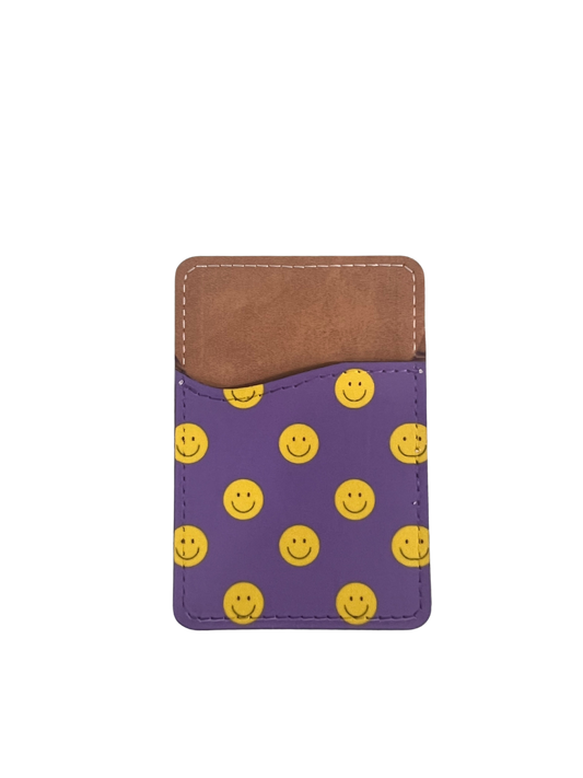 Smile Face Phone Wallet - PU Leather Card Holder