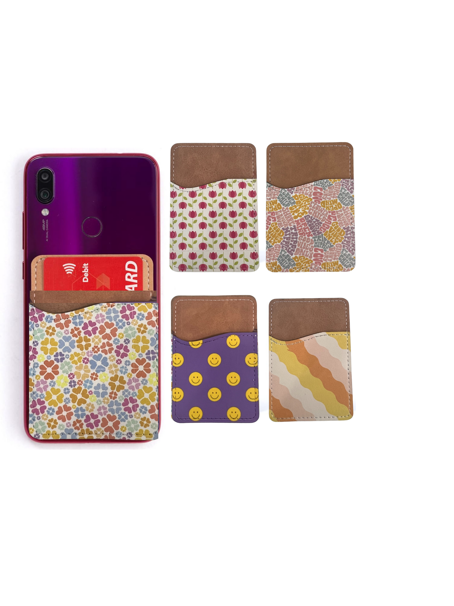 Raining Hearts Phone Wallet - PU Leather Card Holder