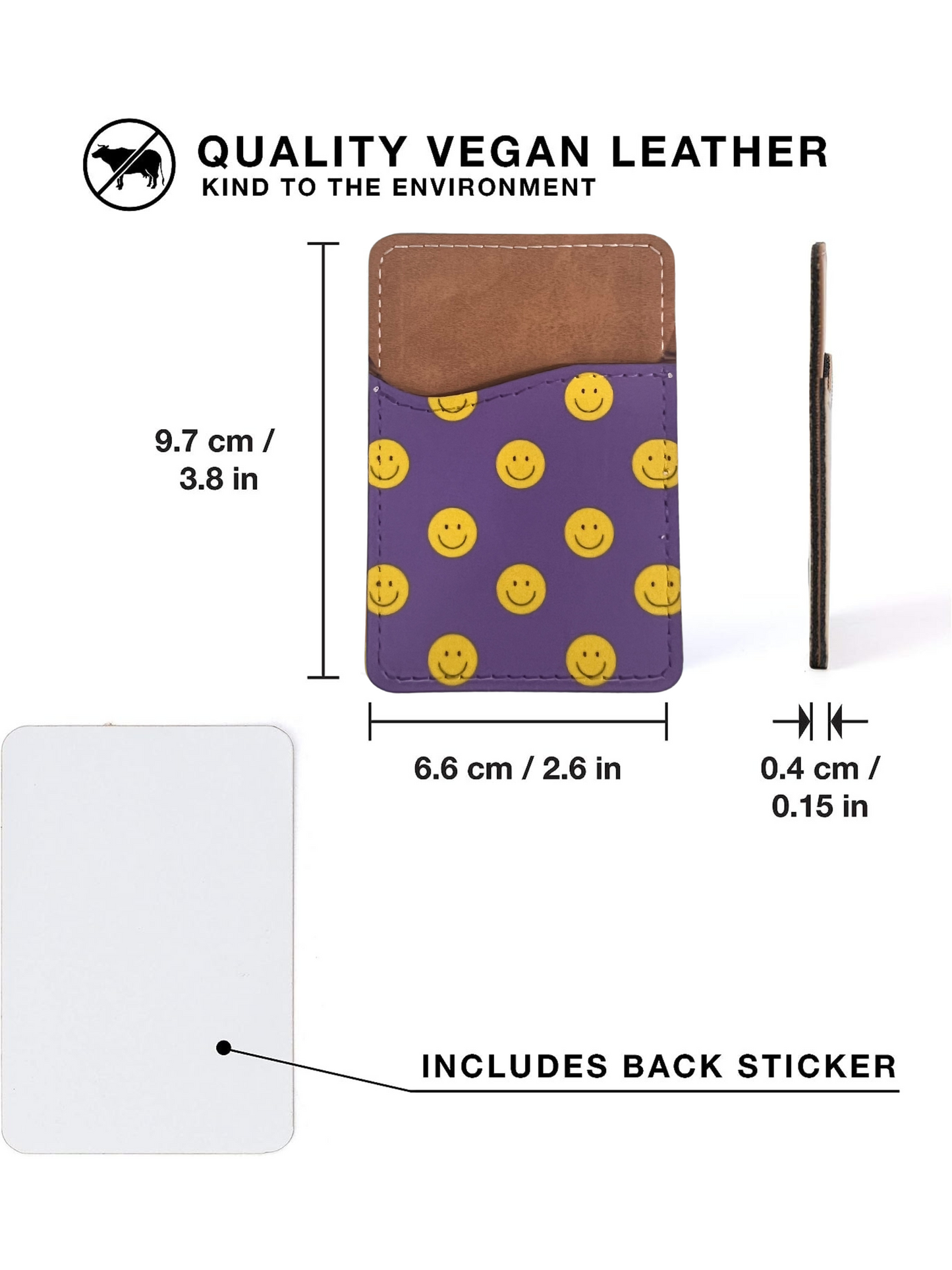 Smile Face Phone Wallet - PU Leather Card Holder