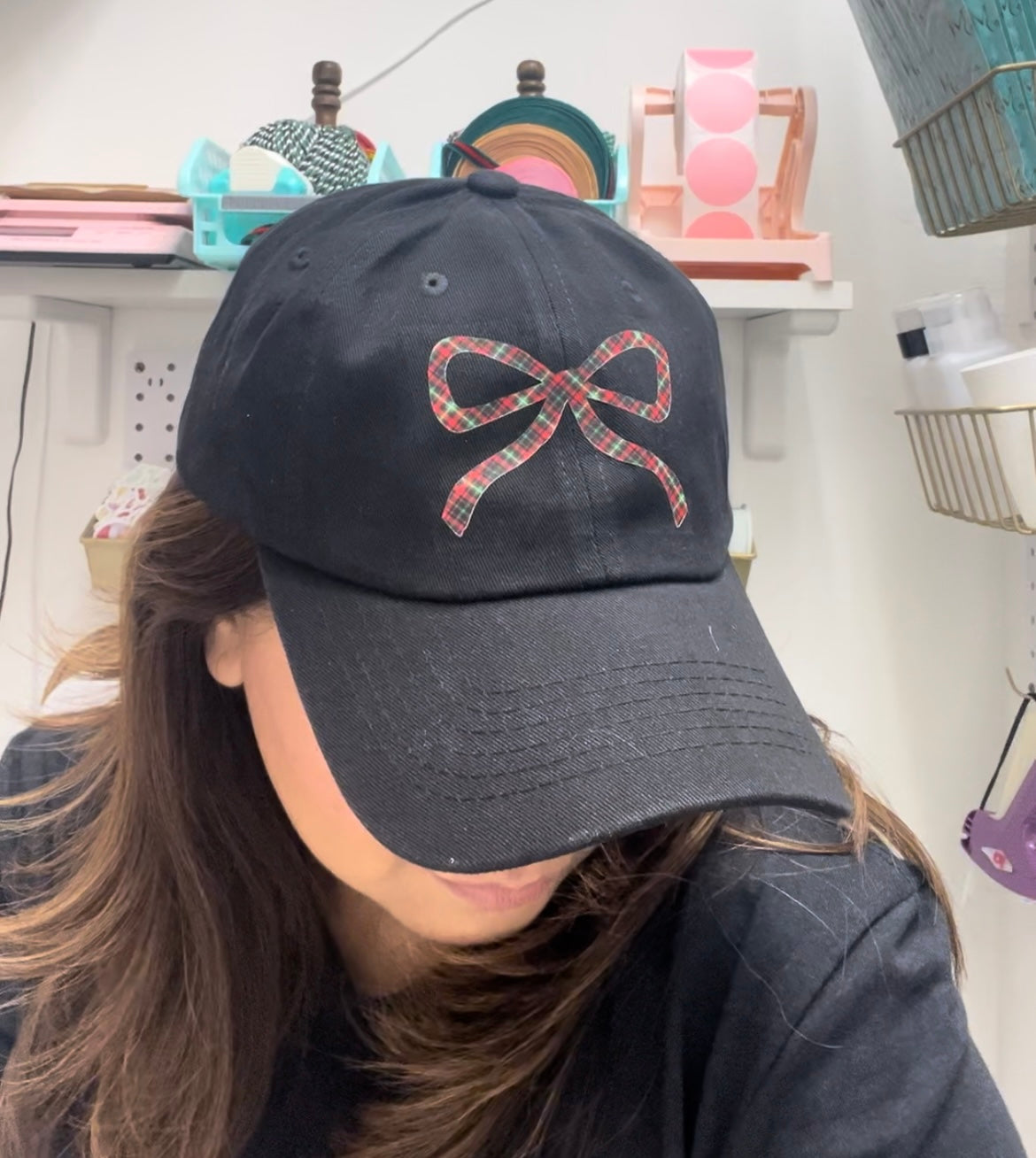 Christmas Plaid Bow Cap.