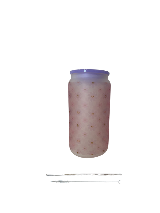 Vaso de vidrio esmerilado morado de 16 oz