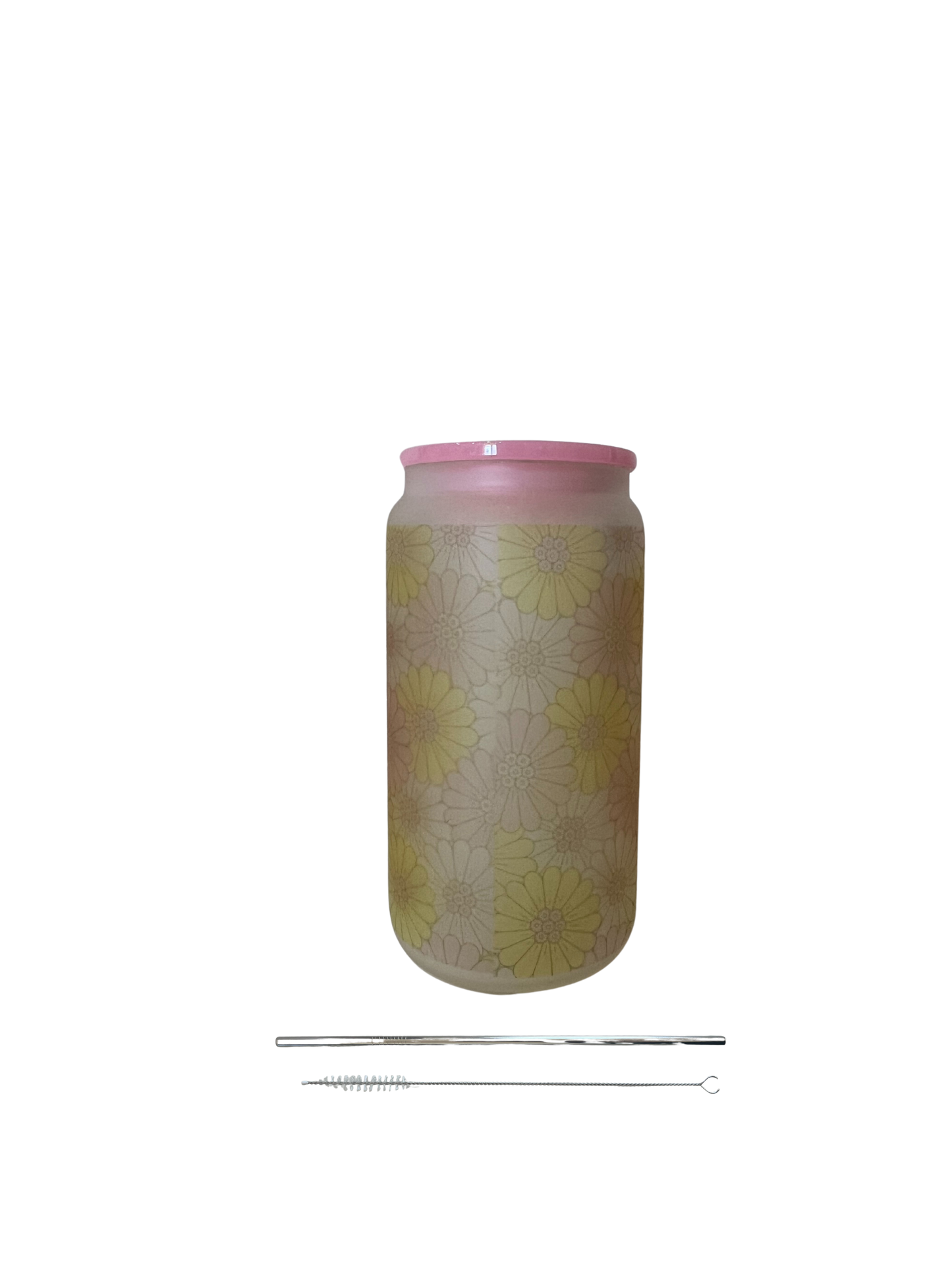 16oz Pinky Frosted Glass Cup