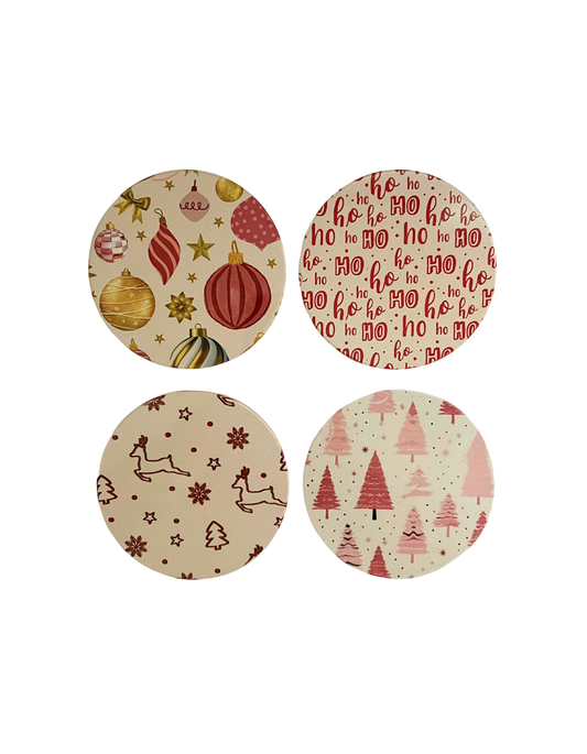 Christmas round coasters 4PK
