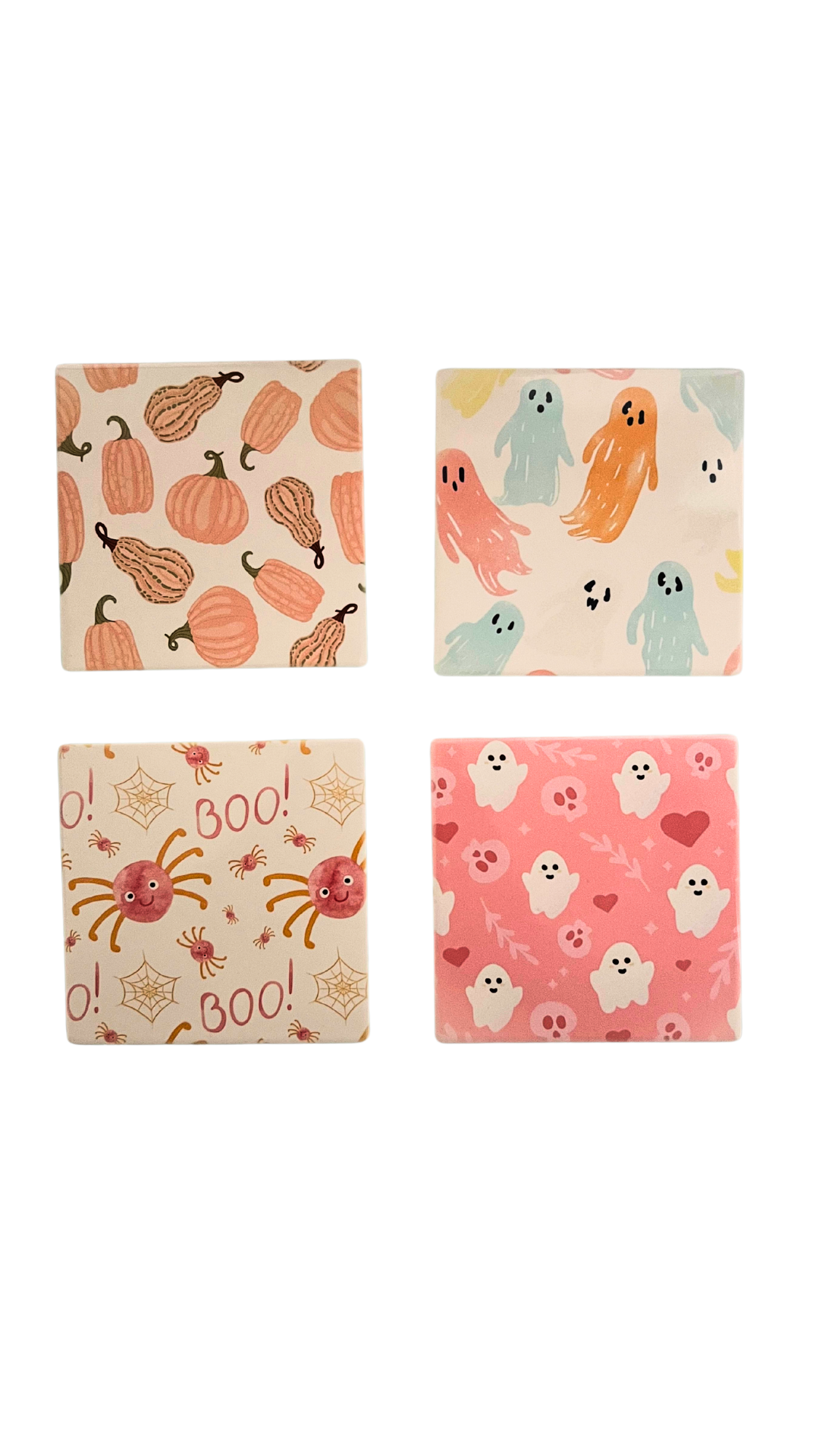 4PK Pinky Halloween Square Coasters