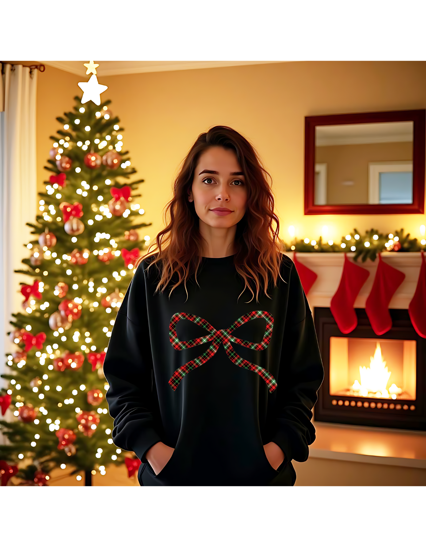 Christmas Bow Long Sleeve Pullover